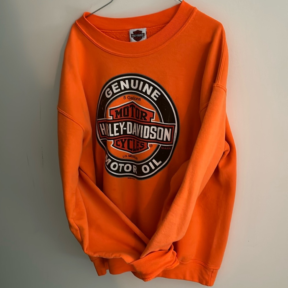 Orange Harley Davidson, motorcycle sweater women’s size medium